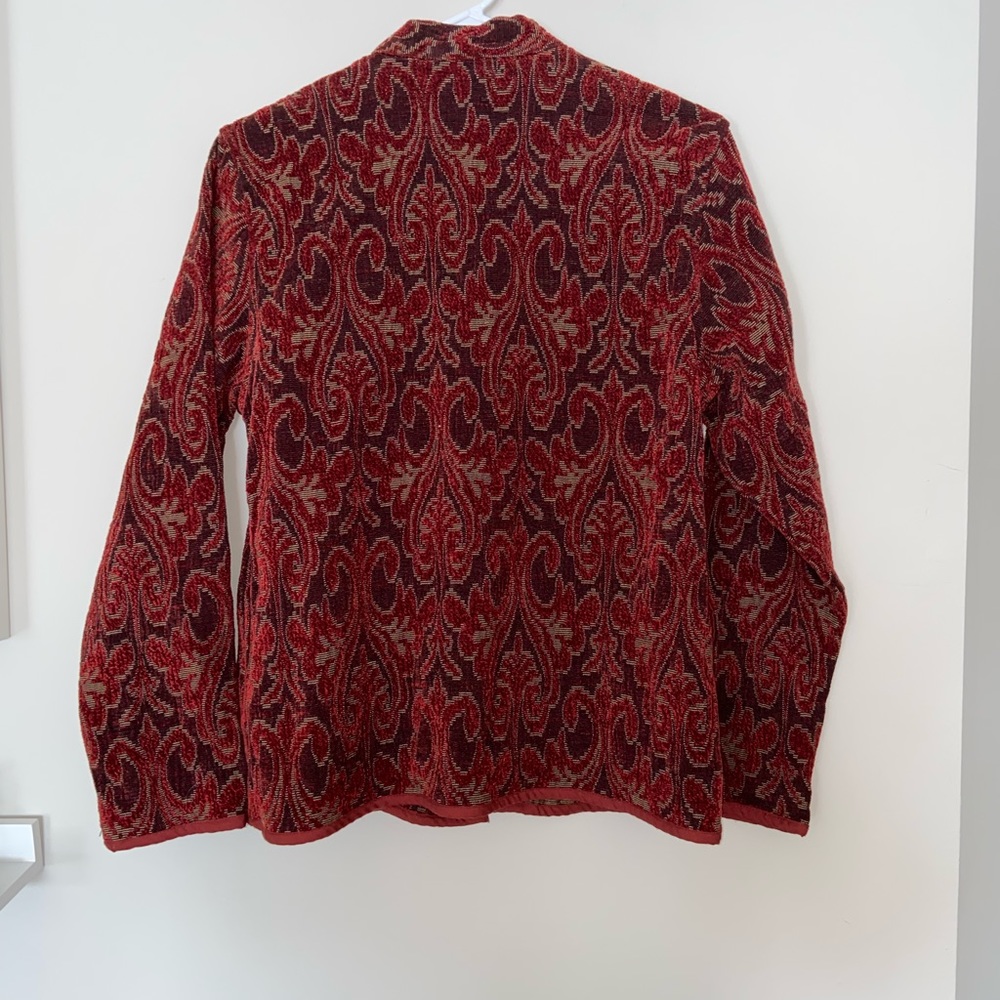 Flashback 90's Vintage Brocade Red Embroidered Buttoned Jacket Size Large - Picture 4 of 10